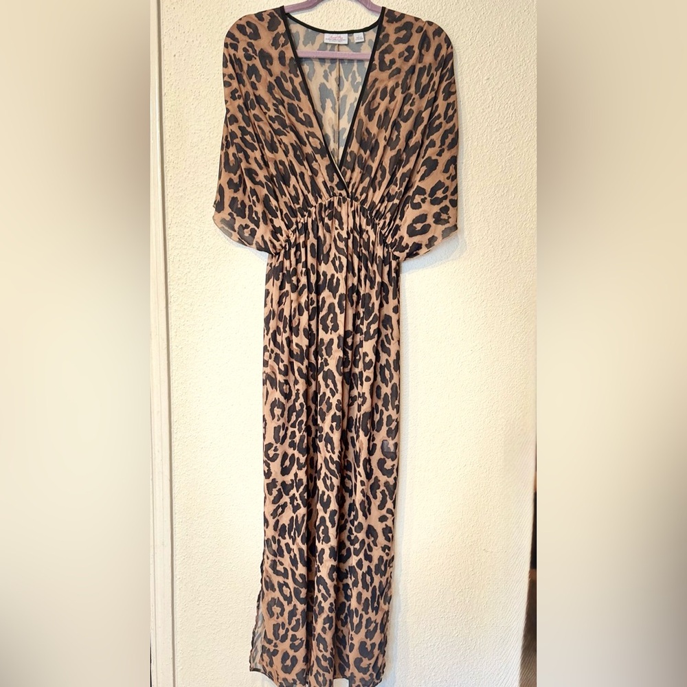 New York & Company Brown Black Wrap Gown Resort Wear A-1